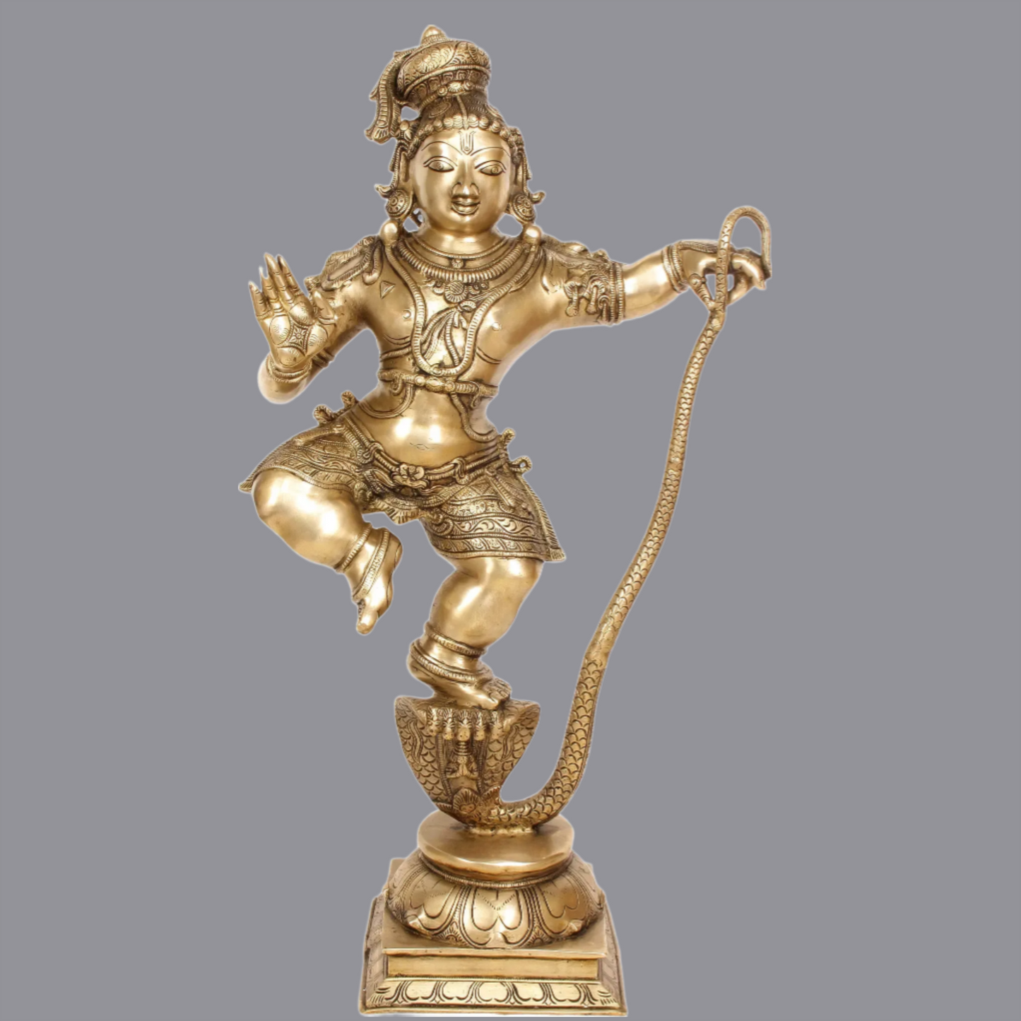 Brassaura® Brass Dancing Krishna on Sheshnaag Statue | Height 34.06 Inches & Weight 26.66 kg
