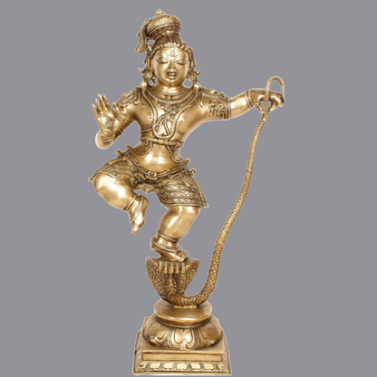 Brassaura® Brass Dancing Krishna on Sheshnaag Statue | Height 34.06 Inches & Weight 26.66 kg