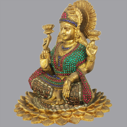 Brassaura® Lakshmi Ganesha Inlay Statue Set | Height 8 Inches & Weight 7 kgs