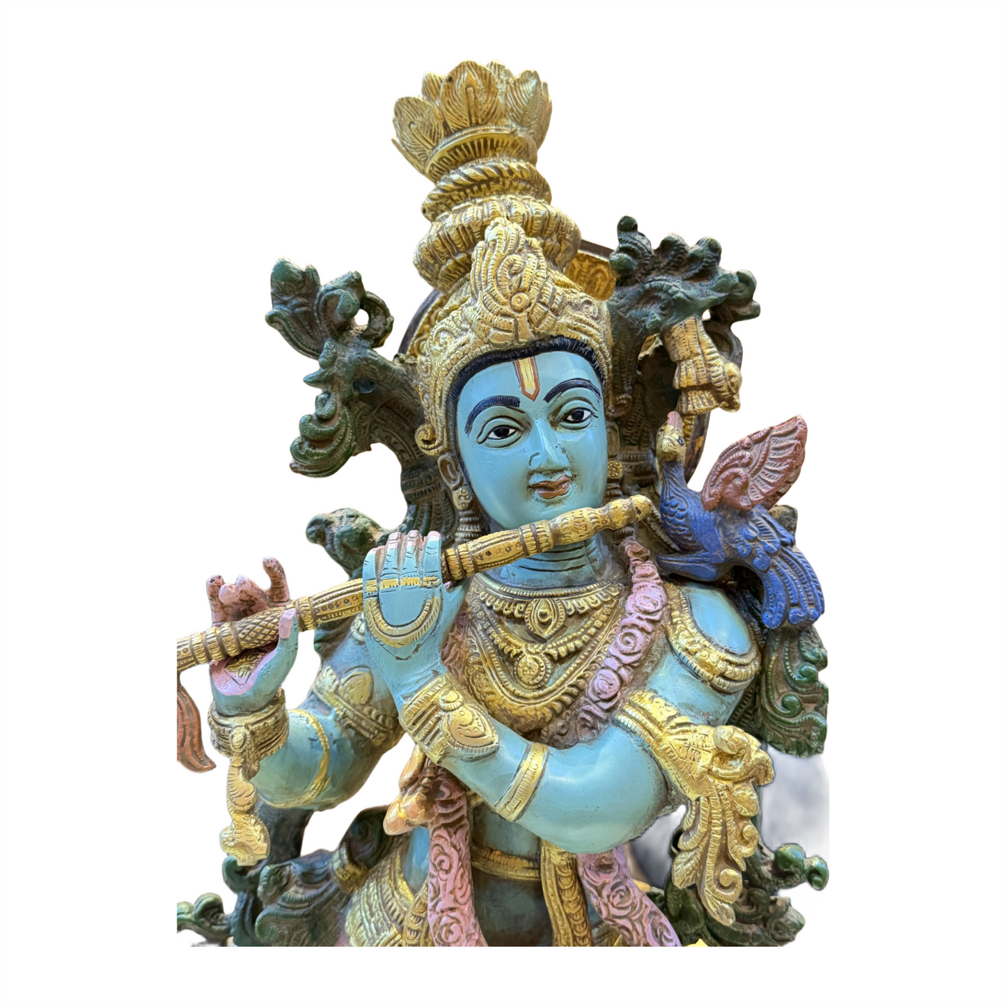 Brassaura™ Cow Krishna Brass Idol | Multicolor Finish | Height 23 Inches & Weight 23 Kgs