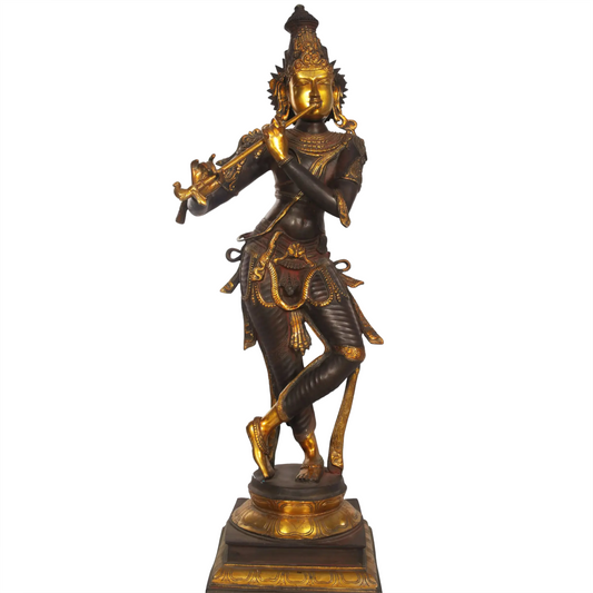 Brassaura® Brass Krishna Statue | Height 34 Inches & Weight 19.20 kg