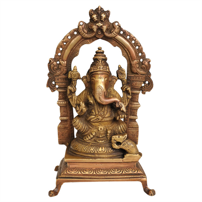 Brassaura™ Brass Lord Ganesha Idol | Height 8.5 Inches & Weight 1.70 kgs
