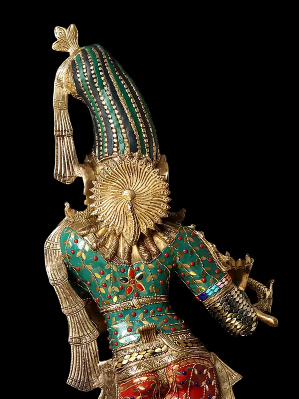 Brassaura® Brass Krishna Statue with Inlay Work | Height 91.5 cm & Weight 23.50 kg
