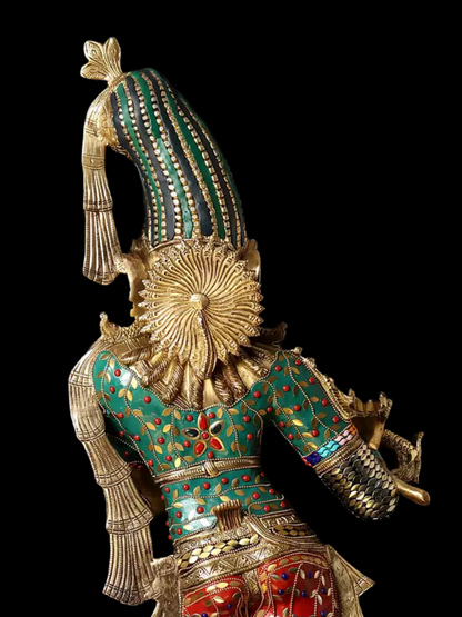 Brassaura® Brass Krishna Statue with Inlay Work | Height 91.5 cm & Weight 23.50 kg