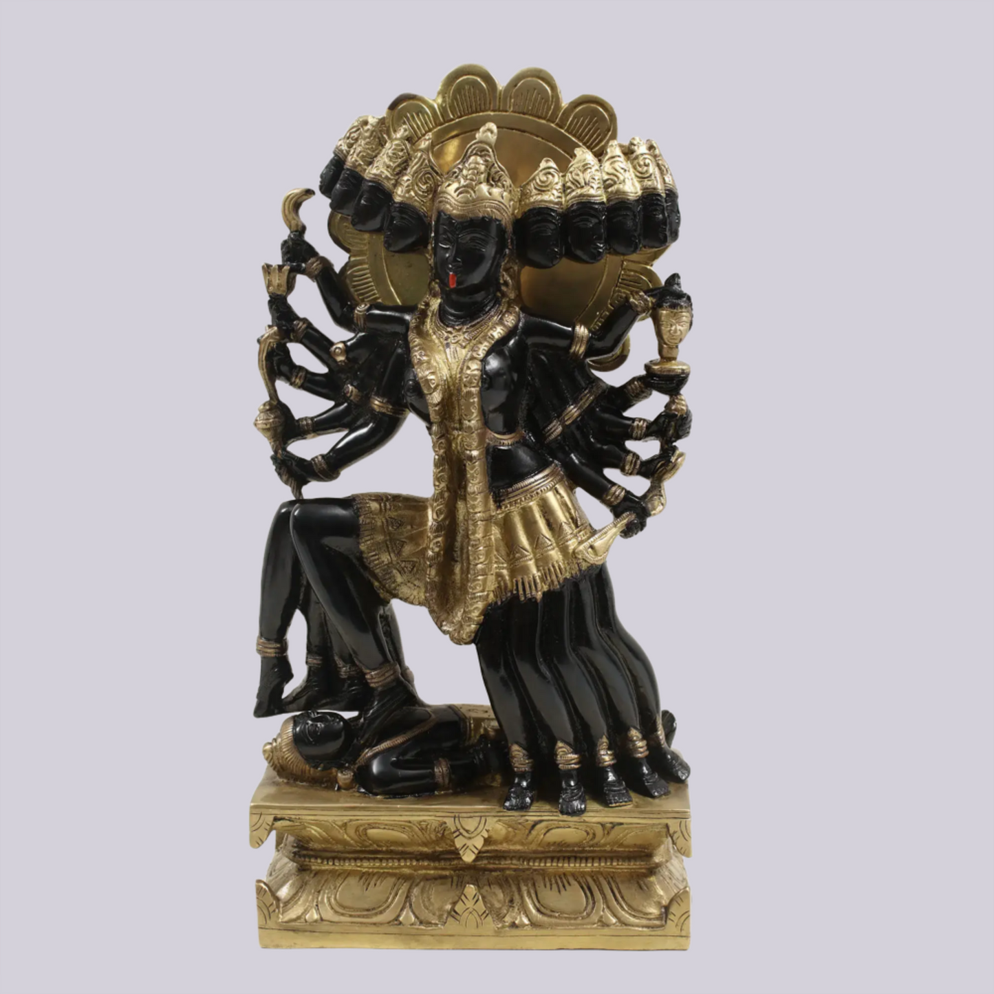 Brassaura™ Beyond Mahakali’s Ferocity | Intricately Handcrafted Brass Sculpture | Height 15.5 Inches & Weight 8.20 kgs