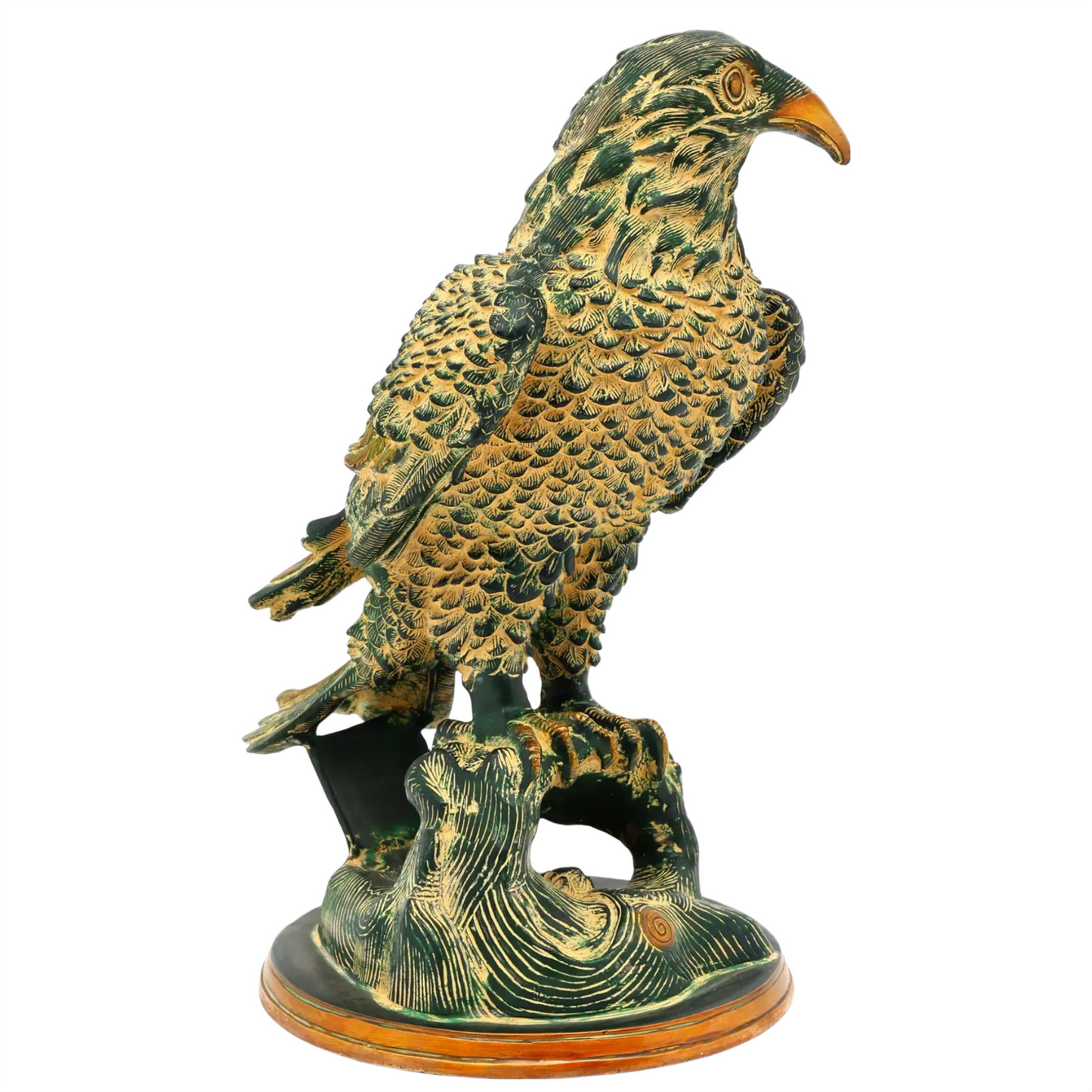 Brassaura® Regal Eagle on Stump | Brass Statue | Height 14.96 Inches & Weight 10.74 Kgs