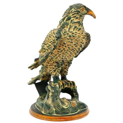 Brassaura® Regal Eagle on Stump | Brass Statue | Height 14.96 Inches & Weight 10.74 Kgs