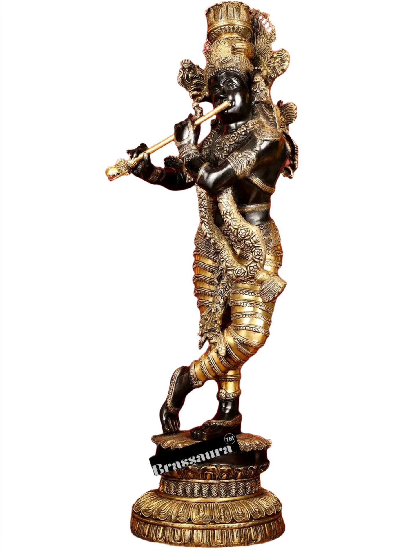Brassaura™ Superfine Brass Large Krishna Statue – Height 46 Inches & Weight 66 Kgs