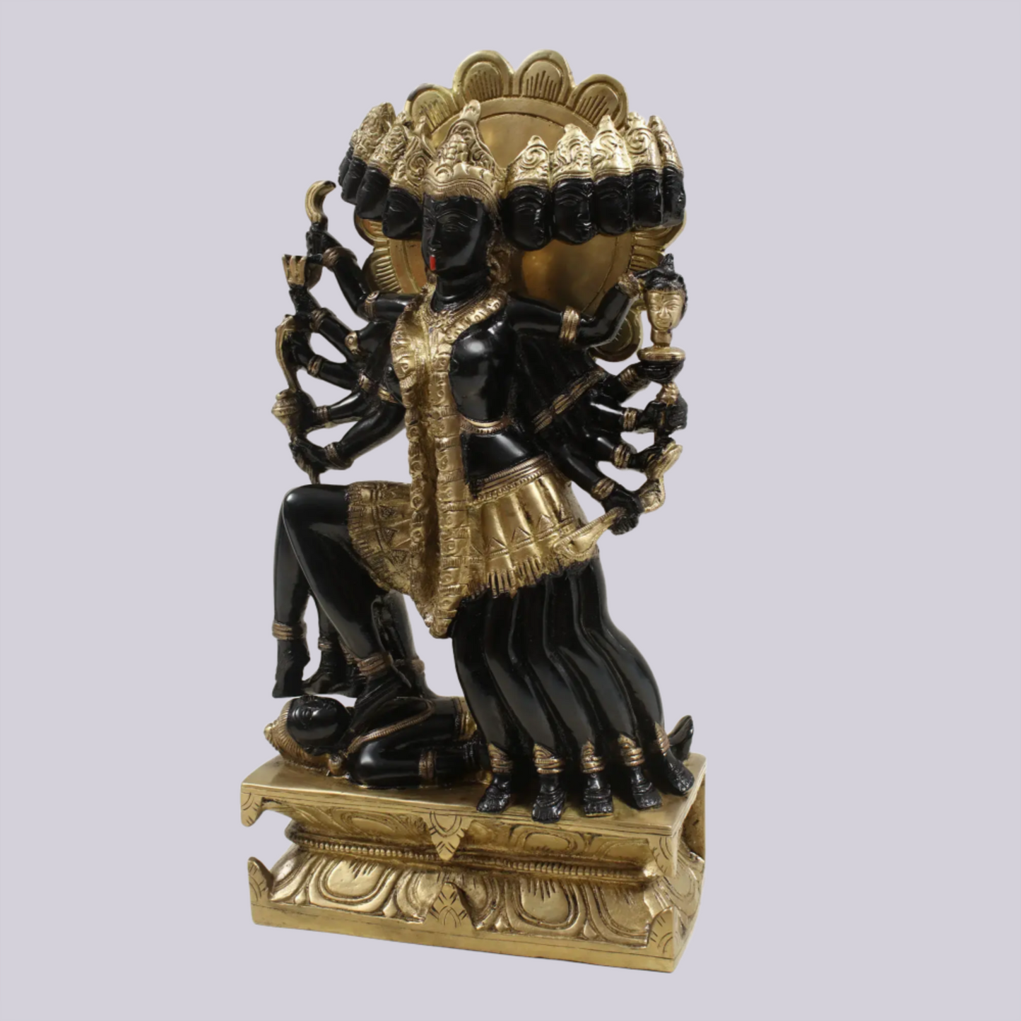 Brassaura™ Beyond Mahakali’s Ferocity | Intricately Handcrafted Brass Sculpture | Height 15.5 Inches & Weight 8.20 kgs