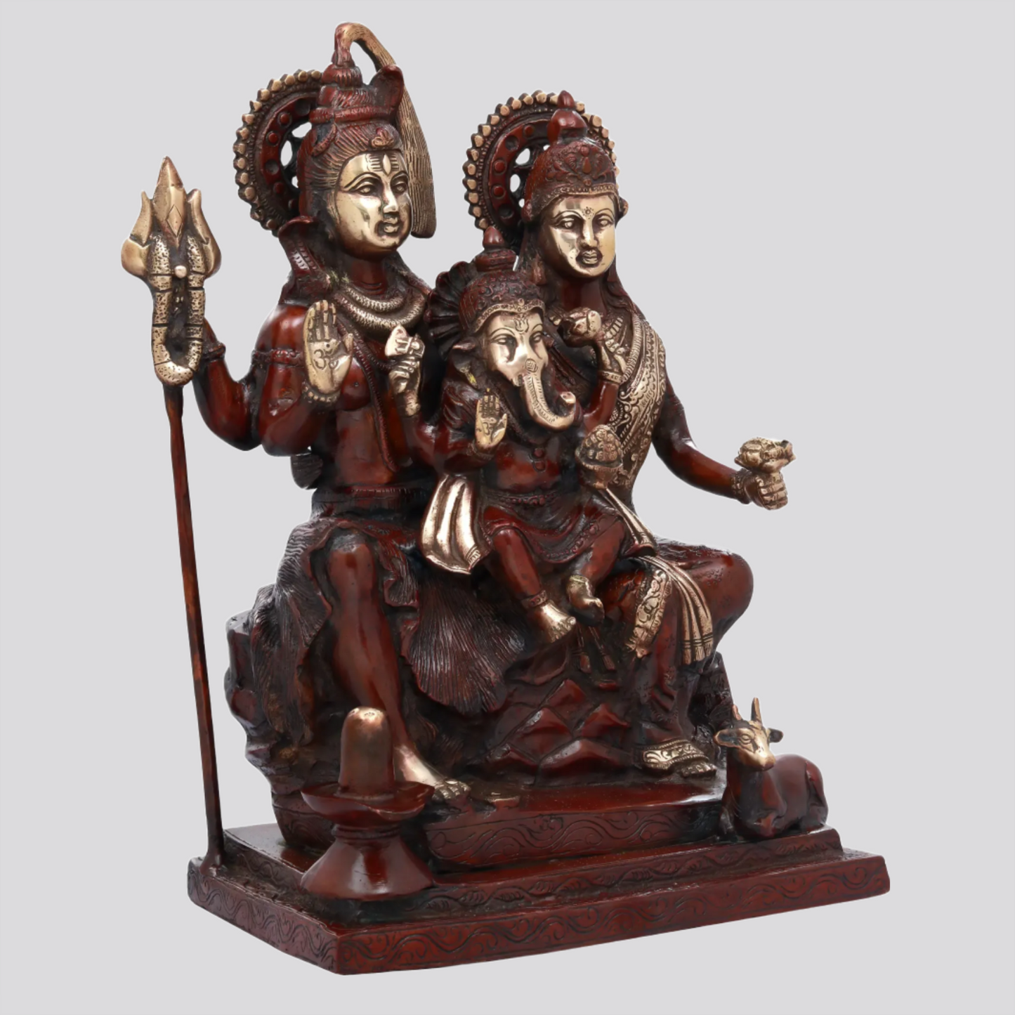 Brassaura® Shiva Parvati with Bal Ganesha | Brass Statue | Height 18 Inches & Weight 17 kgs