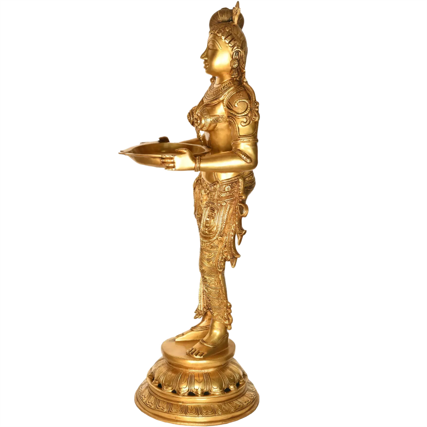 Brassaura® Large Size Deepalakshmi Brass Statue | Height 37 Inches & Weight 28.96 kgs