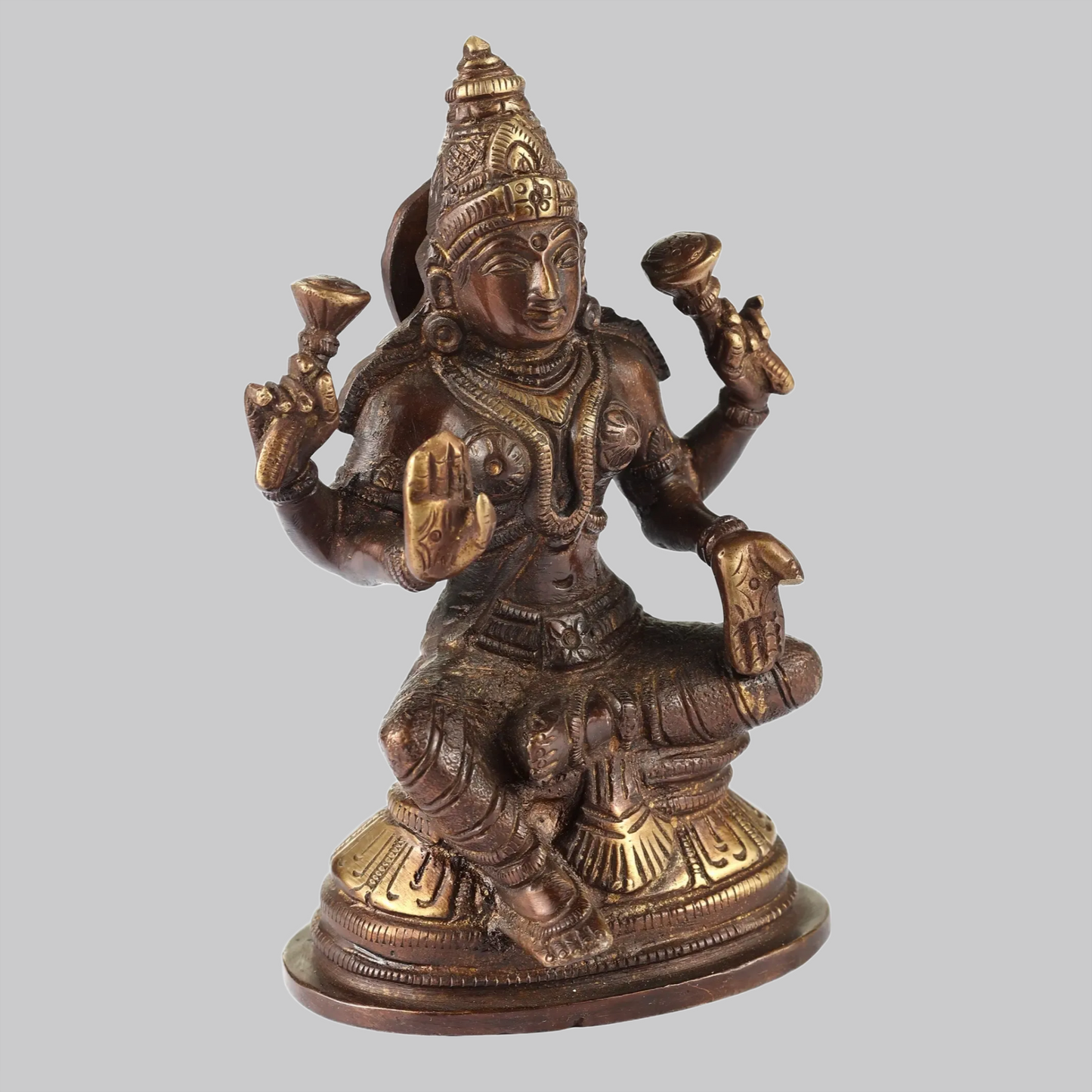 Brassaura® Brass Lakshmi Devi Statue | Height 5.51 Inches & Weight 0.90 kg