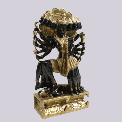 Brassaura™ Beyond Mahakali’s Ferocity | Intricately Handcrafted Brass Sculpture | Height 15.5 Inches & Weight 8.20 kgs