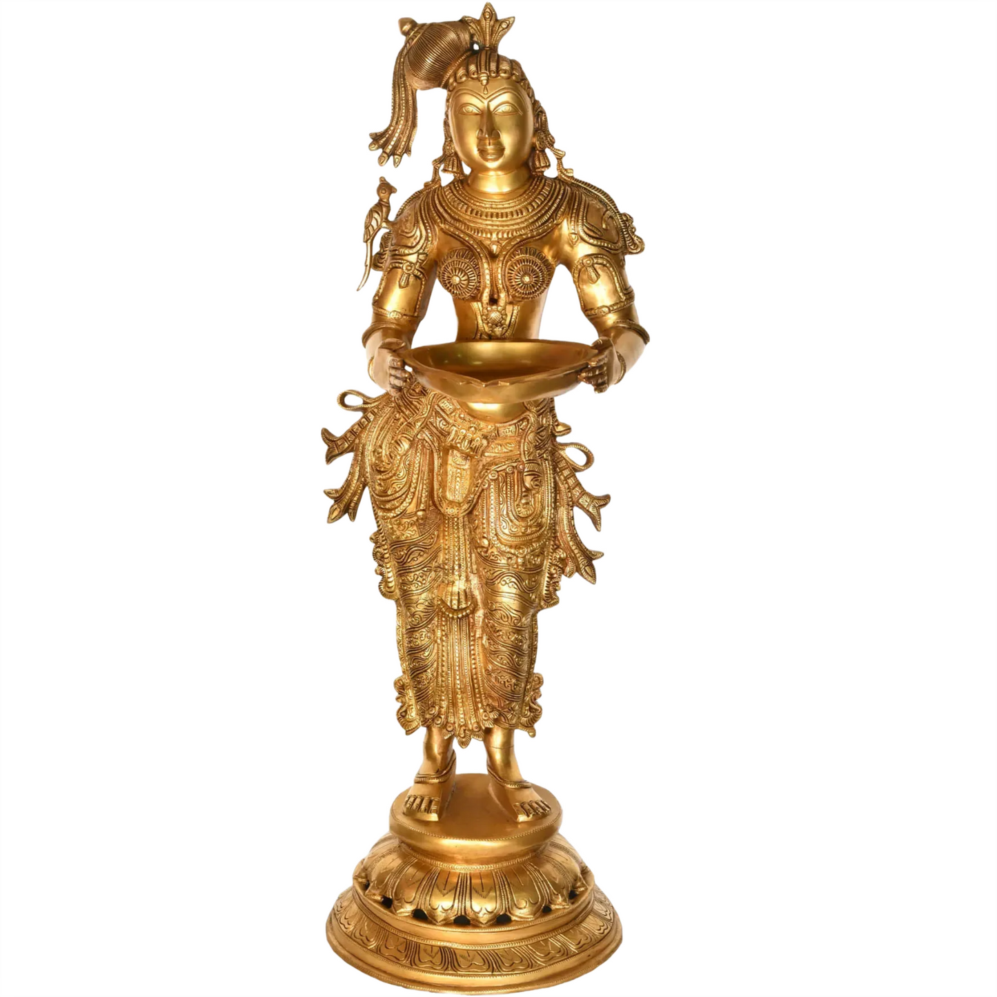 Brassaura® Large Size Deepalakshmi Brass Statue | Height 37 Inches & Weight 28.96 kgs
