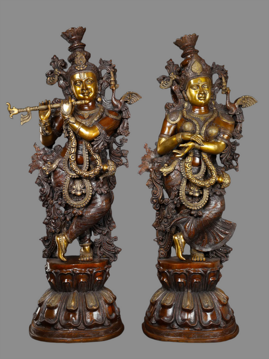 Brassaura® Brass Radha Krishna Statue | Height 47 Inches & Weight 110 kg