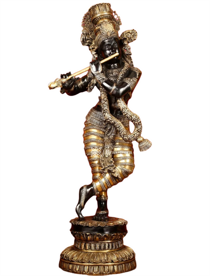 Brassaura™ Superfine Brass Large Krishna Statue – Height 46 Inches & Weight 66 Kgs