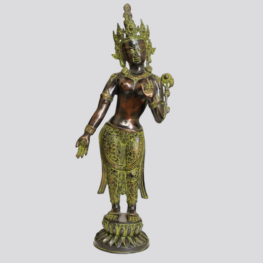 ब्रासाउरा® खड़ी तारा देवी | पीतल की मूर्ति | ऊंचाई 30.5 इंच और वज़न 8.23 किग्रा