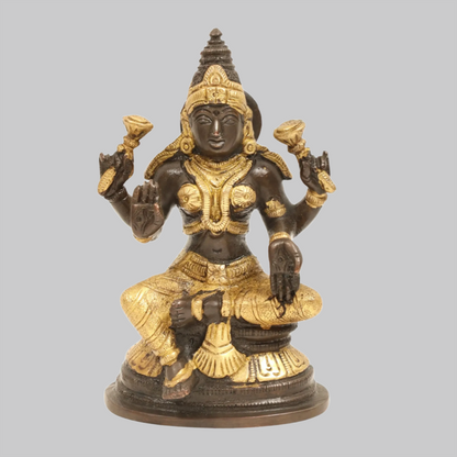 ब्रैसौरा® पीतल लक्ष्मी देवी प्रतिमा | ऊँचाई 5.51 इंच और वज़न 0.90 किलो