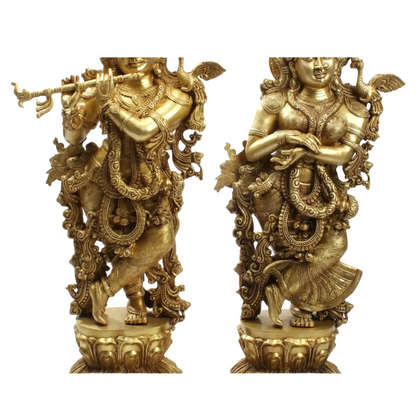 ब्रैसुरा® राधा कृष्ण दिव्य युगल | शुद्ध पीतल | ऊंचाई 47 इंच | वजन: 110 किलोग्राम