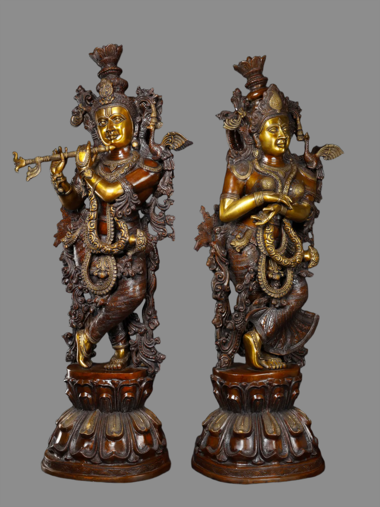 Brassaura® Brass Radha Krishna Statue | Height 47 Inches & Weight 110 kg