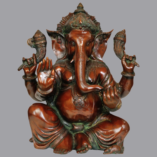 Brassaura® Four Armed Lord Ganesha | Brass Statue | Height 18 Inches | Weight 19.50 kgs