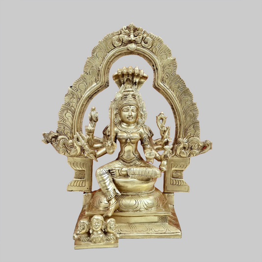 ब्रासोरा® ब्रास नागलक्ष्मी देवी प्रभावाली के साथ प्रतिमा | ऊंचाई 17.91 इंच और वजन 15.30 किलोग्राम