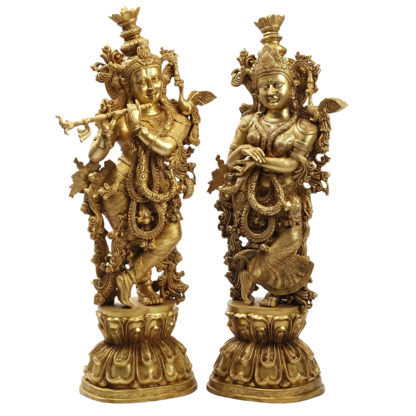 ब्रैसुरा® राधा कृष्ण दिव्य युगल | शुद्ध पीतल | ऊंचाई 47 इंच | वजन: 110 किलोग्राम