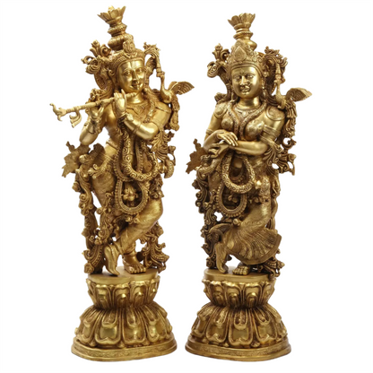 ब्रैसुरा® राधा कृष्ण दिव्य युगल | शुद्ध पीतल | ऊंचाई 47 इंच | वजन: 110 किलोग्राम