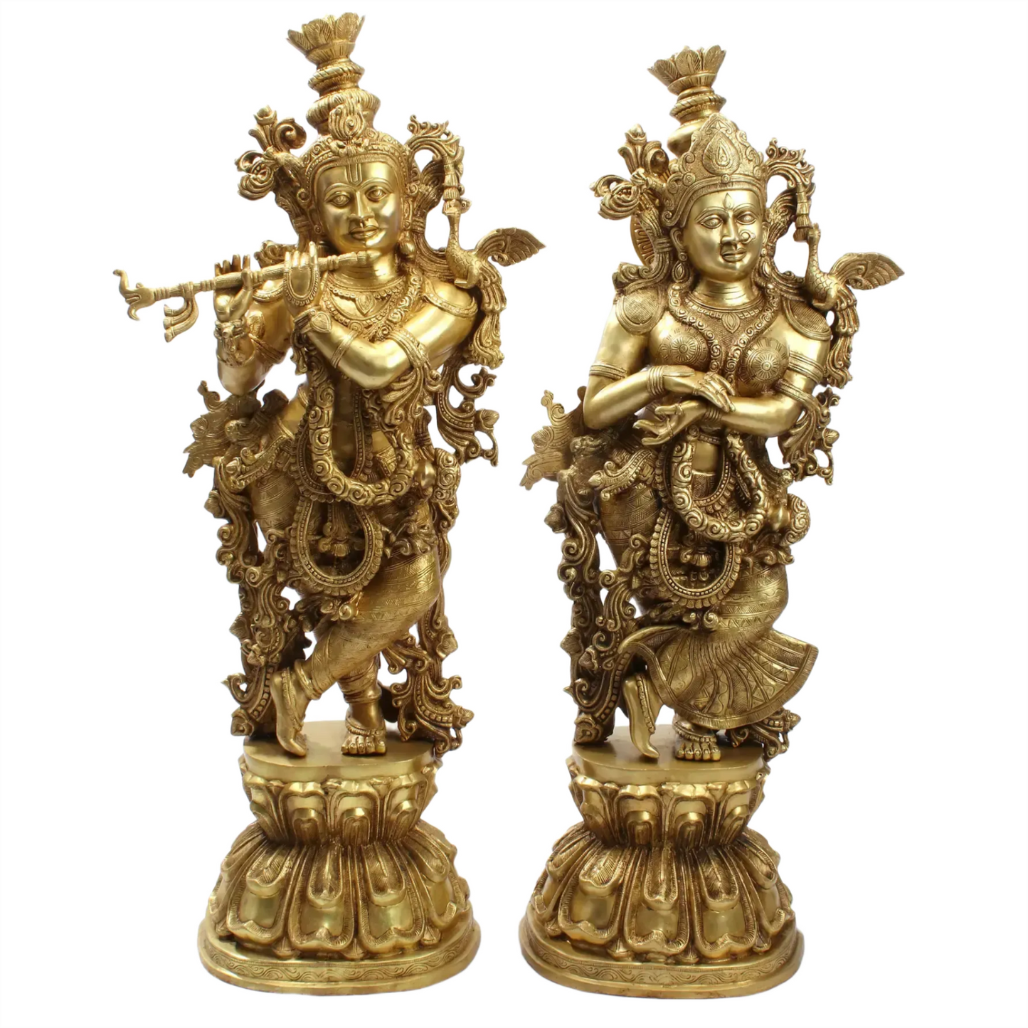 ब्रैसुरा® राधा कृष्ण दिव्य युगल | शुद्ध पीतल | ऊंचाई 47 इंच | वजन: 110 किलोग्राम