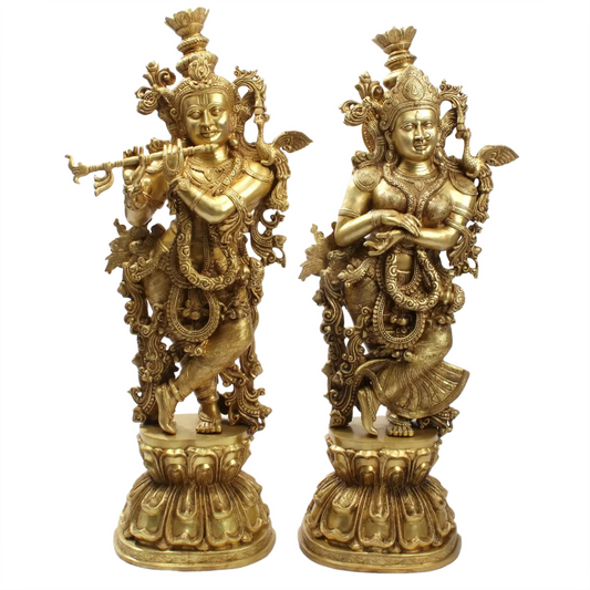 ब्रैसुरा® राधा कृष्ण दिव्य युगल | शुद्ध पीतल | ऊंचाई 47 इंच | वजन: 110 किलोग्राम