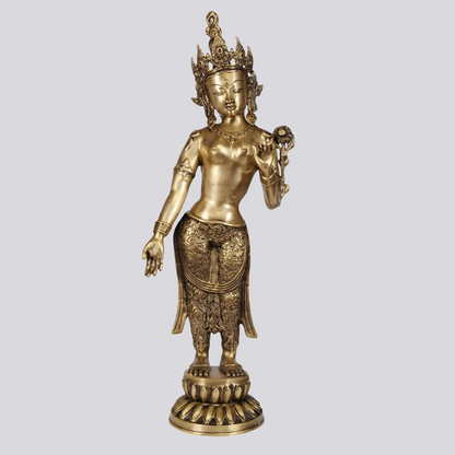 Brassaura® Standing Tara Devi | Brass Statue | Height 30.5 Inches & Weight 8.23 kgs