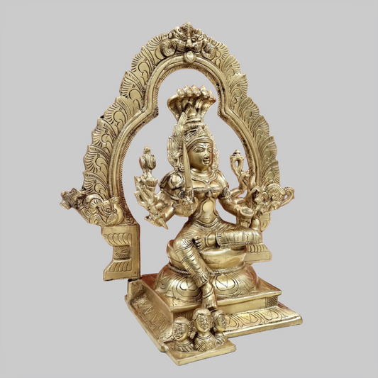 ब्रासोरा® ब्रास नागलक्ष्मी देवी प्रभावाली के साथ प्रतिमा | ऊंचाई 17.91 इंच और वजन 15.30 किलोग्राम