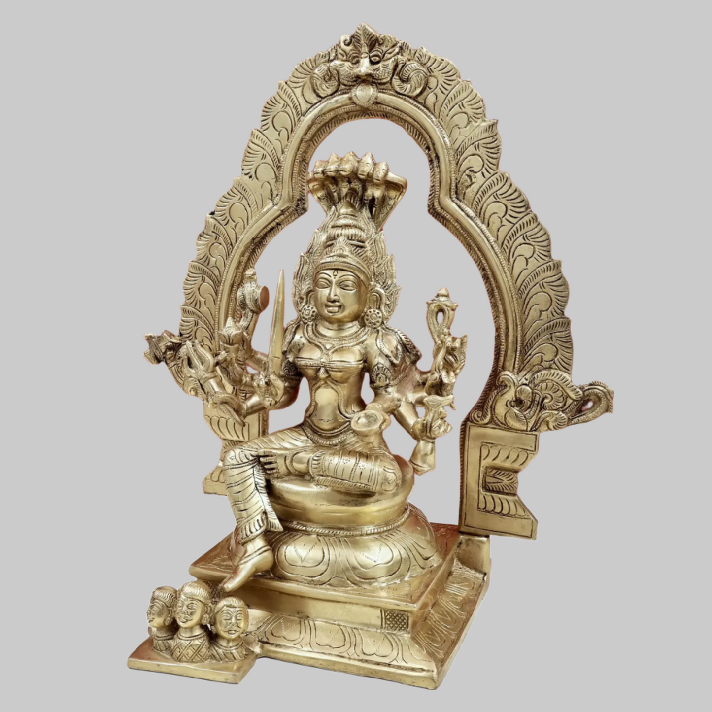 Brassaura® Brass Nagalakshmi Devi Statue with Prabhavali | Height 17.91 Inches & Weight 15.30 kg