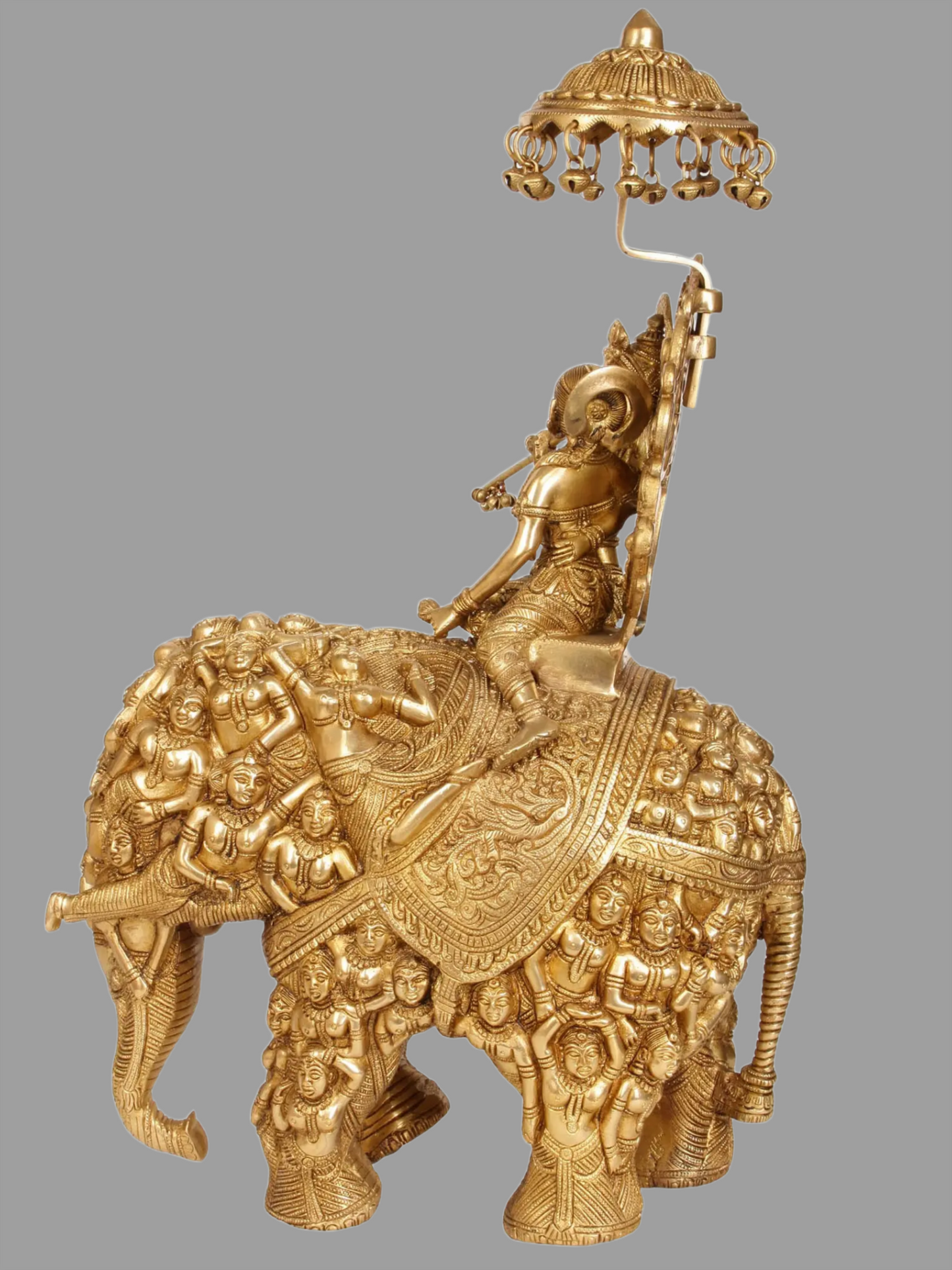 Brassaura® Brass Krishna on Elephant Statue | Height 23 Inches & Weight 19.20 kg