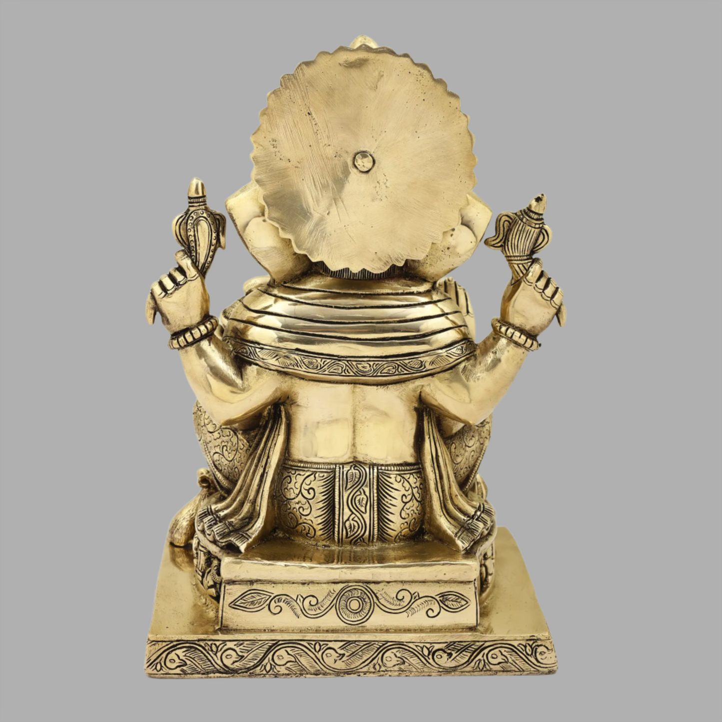 Brassaura™ Seated Lord Ganesha on Ornate Pedestal | Height 14 Inches & Weight 9.78 kgs