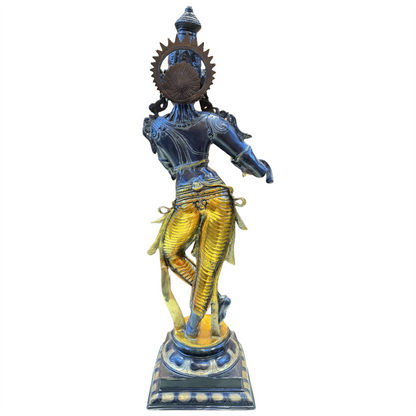 Brassaura™ Lord Krishna Brass Statue | Antique Black Stone Finish | Height 35 Inches & Weight 19 Kgs