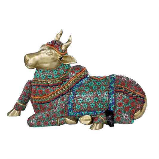 Brassaura® Brass Nandi Statue for Home Décor & Temple | Height 21.7 Inches & Weight 37.30 kg
