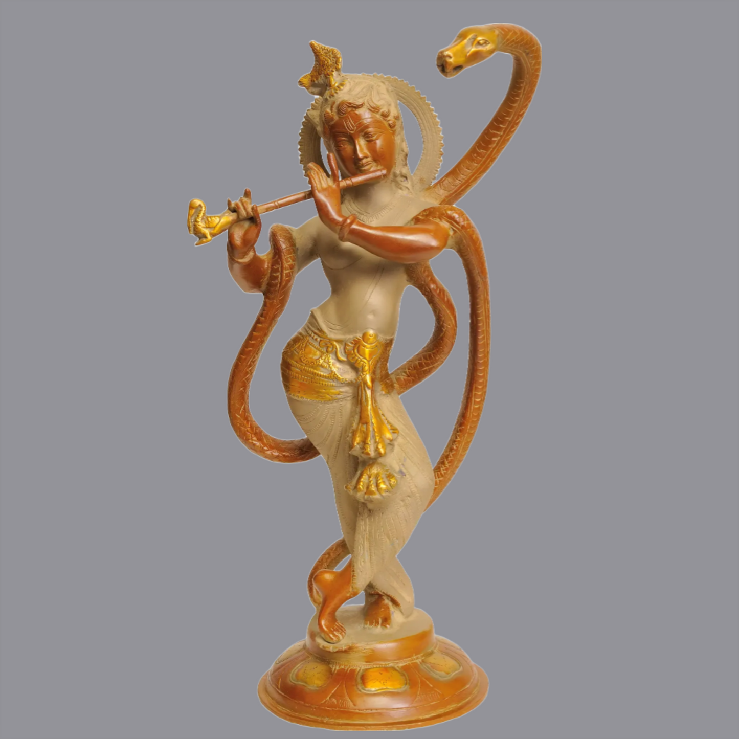Brassaura® Brass Krishna Statue | Height 14.96 Inches & Weight 5.07 kg