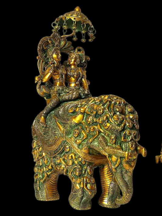 Brassaura® Brass Krishna on Elephant Statue | Height 23 Inches & Weight 19.20 kg