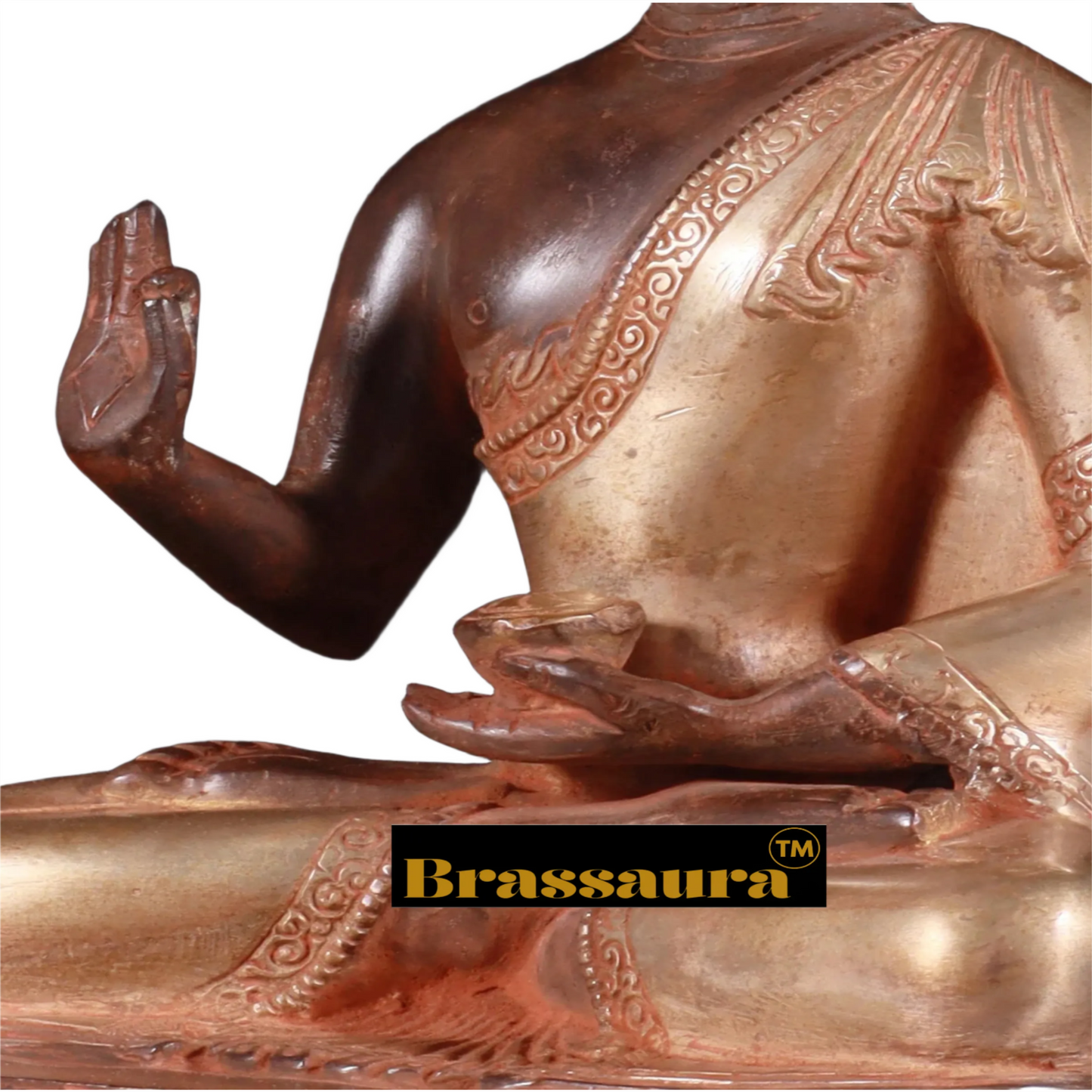 Brass Blessing Buddha For Home Decor Weight 3.42 kg & Height 10.5 Inch