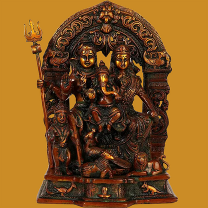 Brassaura™ Brass Shiv Family Statue | Height 12 Inches & Weight 6.80 kg