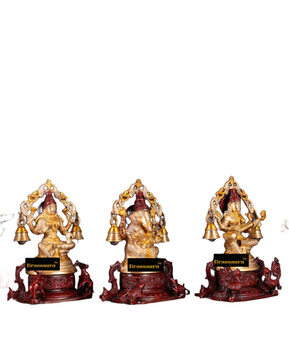 Brass Antique Lakshmi Ganesh Saraswati  Height 8.2 Inches & Weight 6.51 Kgs