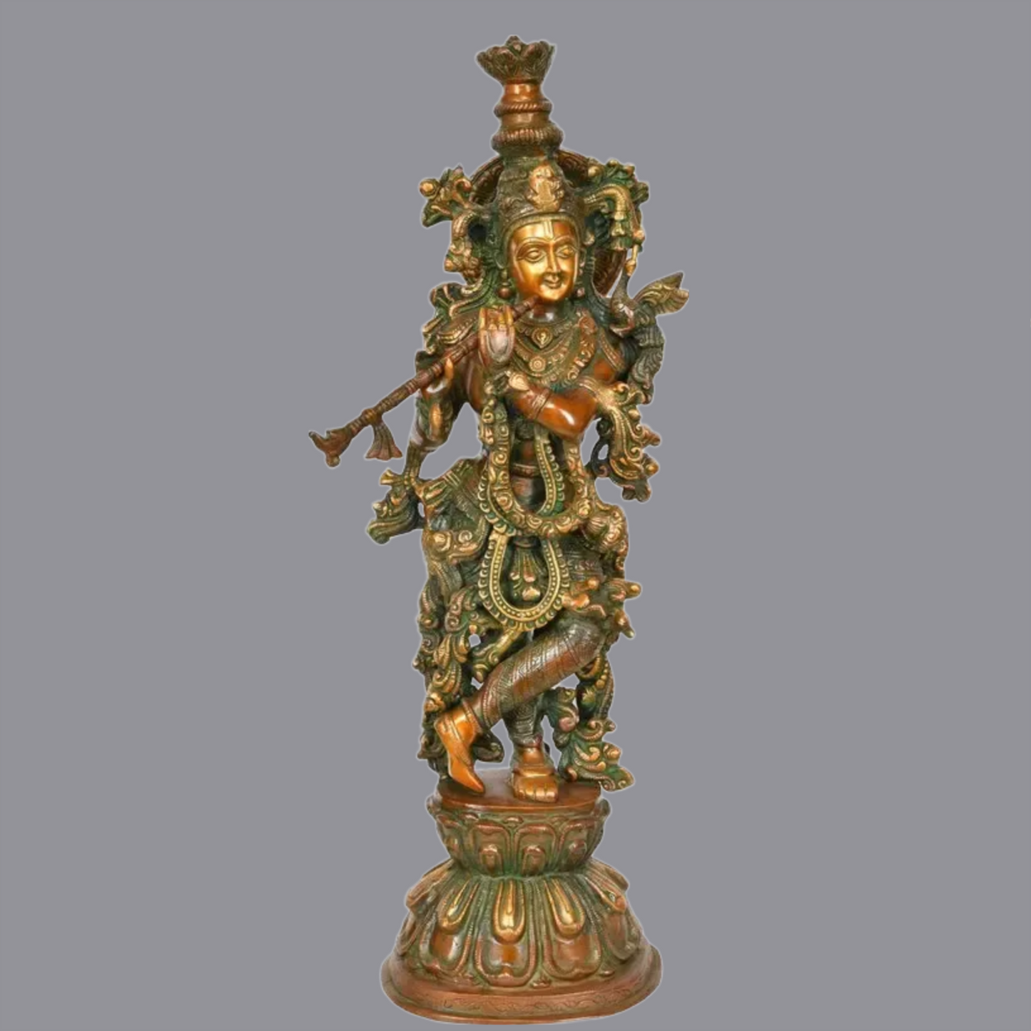 Brassaura® Brass Krishna Statue | Height 24.02 Inches & Weight 11.40 kg