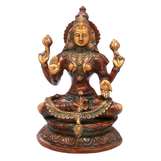 Brassaura® Four-Armed Goddess Lakshmi in Abhaya Mudra | Brass Statue | Height 9.6 Inches & Weight 3.10 kgs