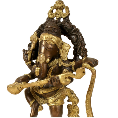 Brassaura™ Brass Mayura Ganesha Statue | Height 10 Inches & Weight 1.50 kgs