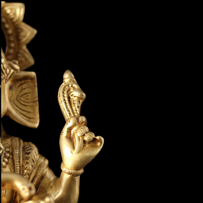 Brassaura™ Brass Ganesha Sculpture | Height 9 Inches & Weight 3.40 kgs