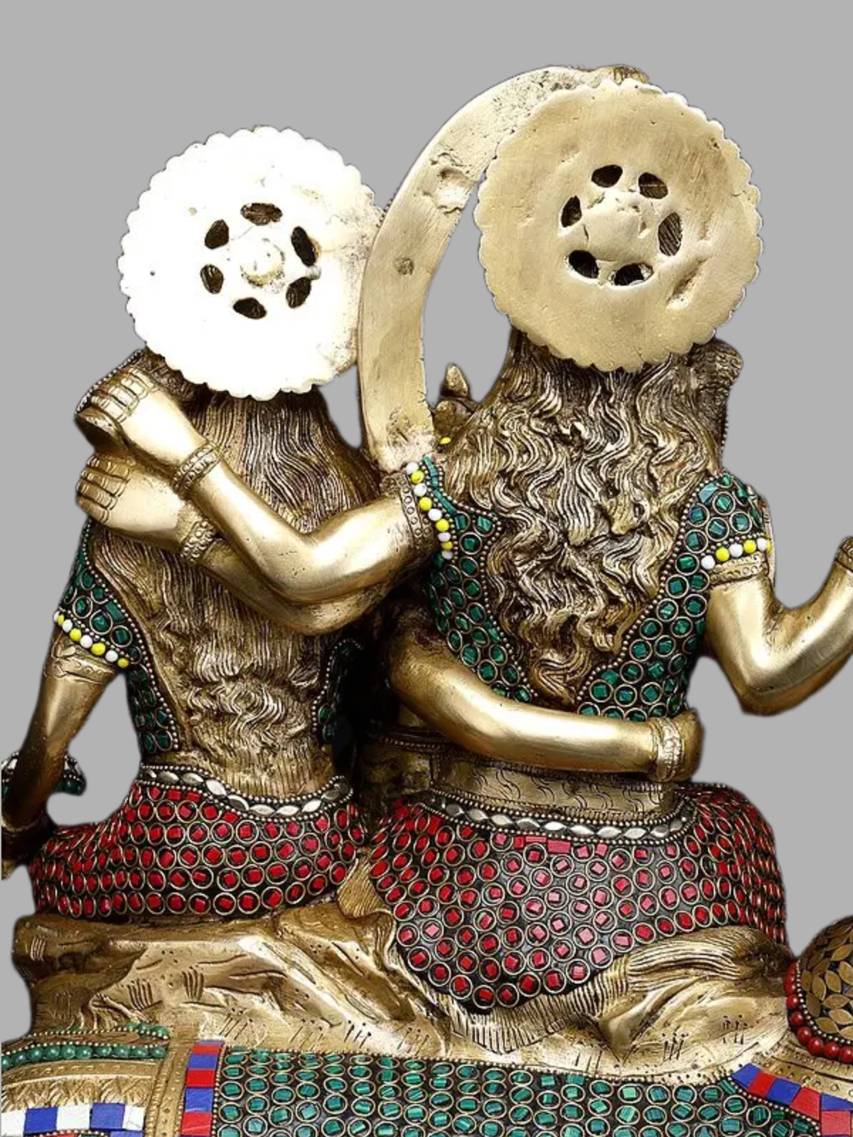 Brassaura® Brass Shiva Family on Nandi Statue with Inlay Work | Height 26 Inches & Weight 33.60 kg