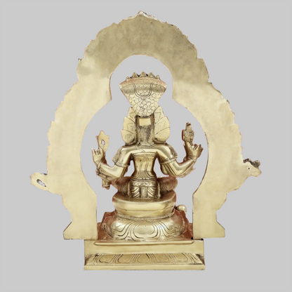 Brassaura® Brass Nagalakshmi Devi Statue with Prabhavali | Height 17.91 Inches & Weight 15.30 kg