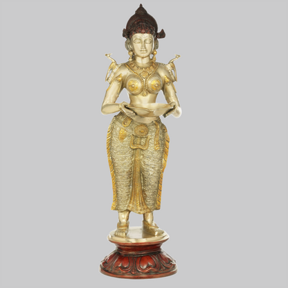 Brassaura® Brass Deep Lakshmi Statue | Height 37.80 Inches & Weight 25.30 kg