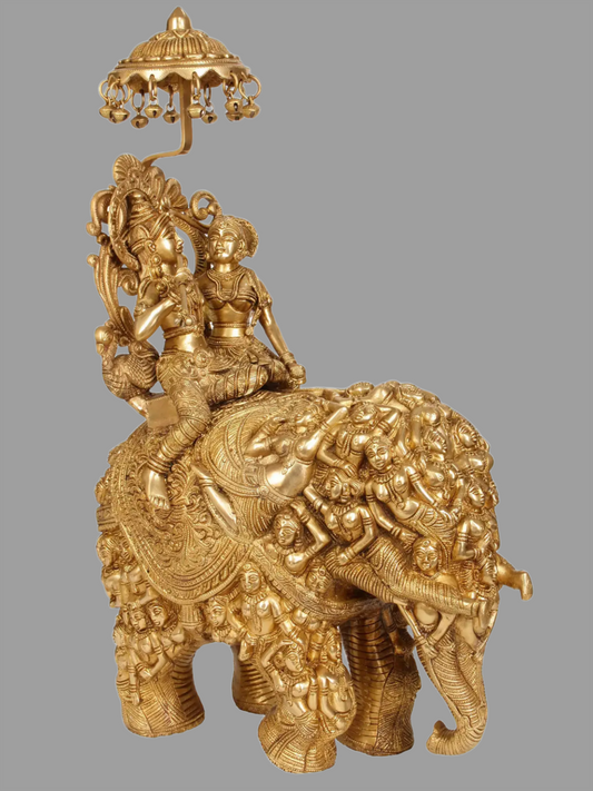 Brassaura® Brass Krishna on Elephant Statue | Height 23 Inches & Weight 19.20 kg